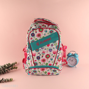 Hot selling flower pattern students school bag school backpack