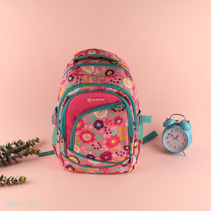 Good selling flower pattern polyester <em>school</em> bag <em>school</em> <em>backpack</em>
