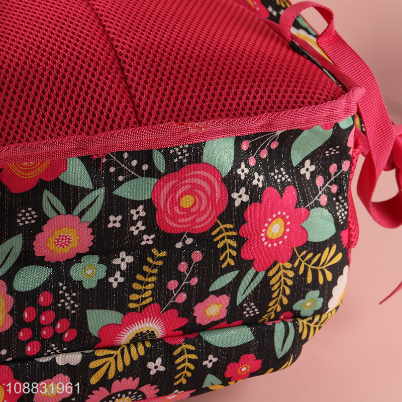 Good quality flower pattern polyester school bag school backpack