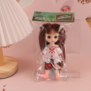 High quality 6-inch solid full body girl doll with crossbody bag