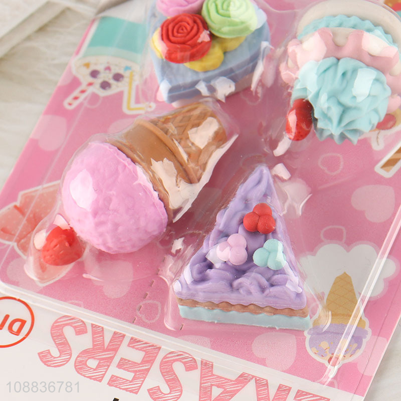 China supplier ice cream diy eraser set for stationery