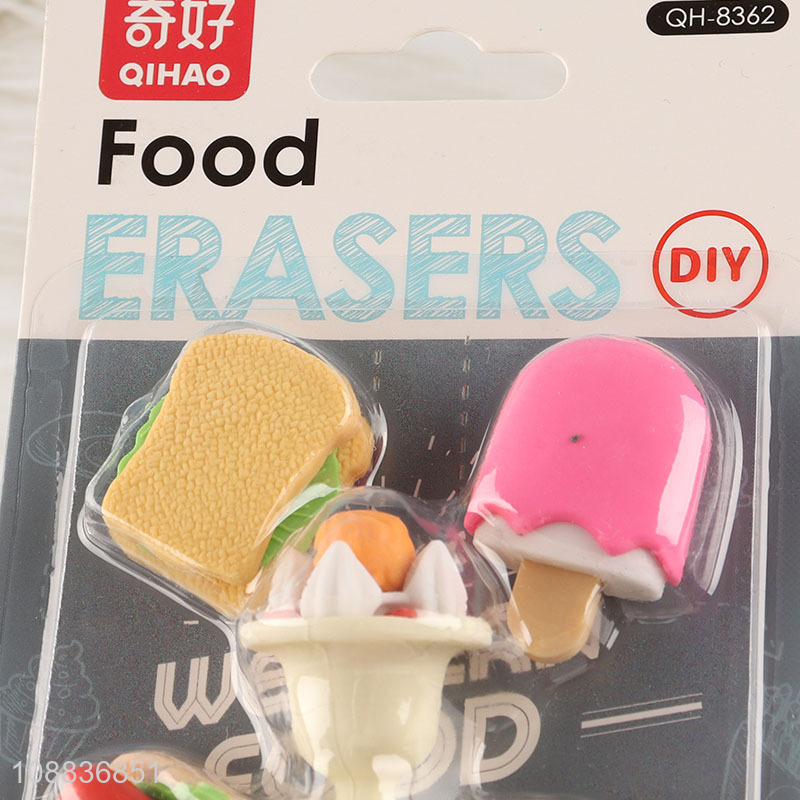 High quality food series diy students eraser set for sale