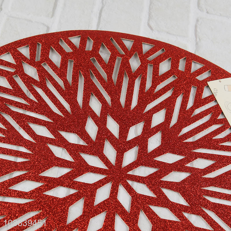 Good sale red hollow round pvc dinner mat place mat wholesale