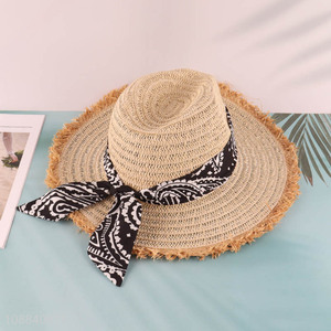Factory price wide brimmed beach <em>straw</em> hat for women
