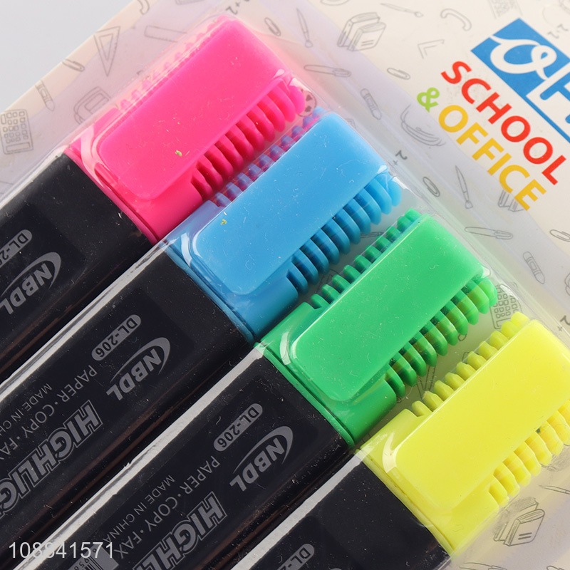 Wholesale 4 colors chisel tip highlighters for office & school