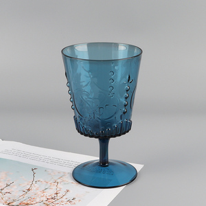 Hot products blue embossed glass wine glasses champagne glasses