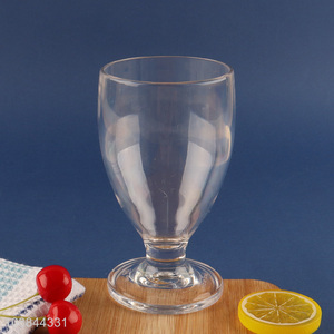 Wholesale Clear Reusable Footed Acrylic Wine Glasses Juice Cup