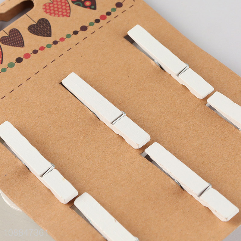 Latest design 6pcs round wooden clip for school office