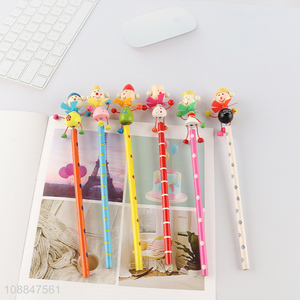 New Arrival Colorful Pencils with Cute Cartoon Toppers