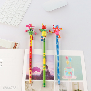 Hot Selling Colorful Pencils with Cute Cartoon Toppers