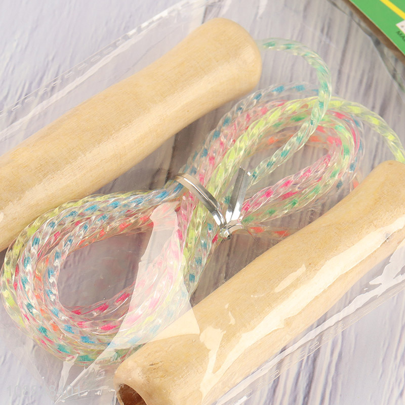 Wholesale wooden handle adjustable skipping rope for kids adults