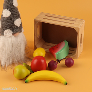 Good selling children artificial fruits toys with wooden <em>storage</em> <em>box</em>