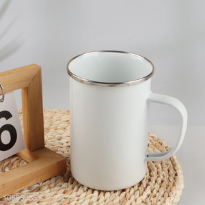 Top selling white enamel water cup drinking cup with handle