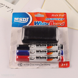 Yiwu market 3pcs dry erase whiteboard markers with eraser