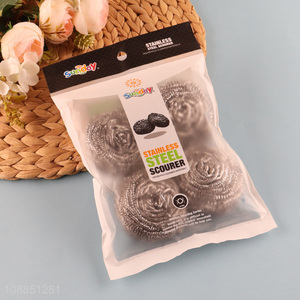 Wholesale 4pcs steel wool scrubbers for kitchen dishes cleaning