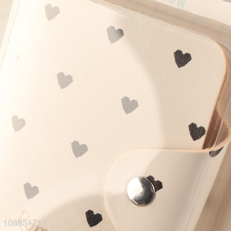 Online wholesale card bag heart printed pu leather card holder
