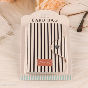 New product card bag stripe printed vertical pu leather card holder