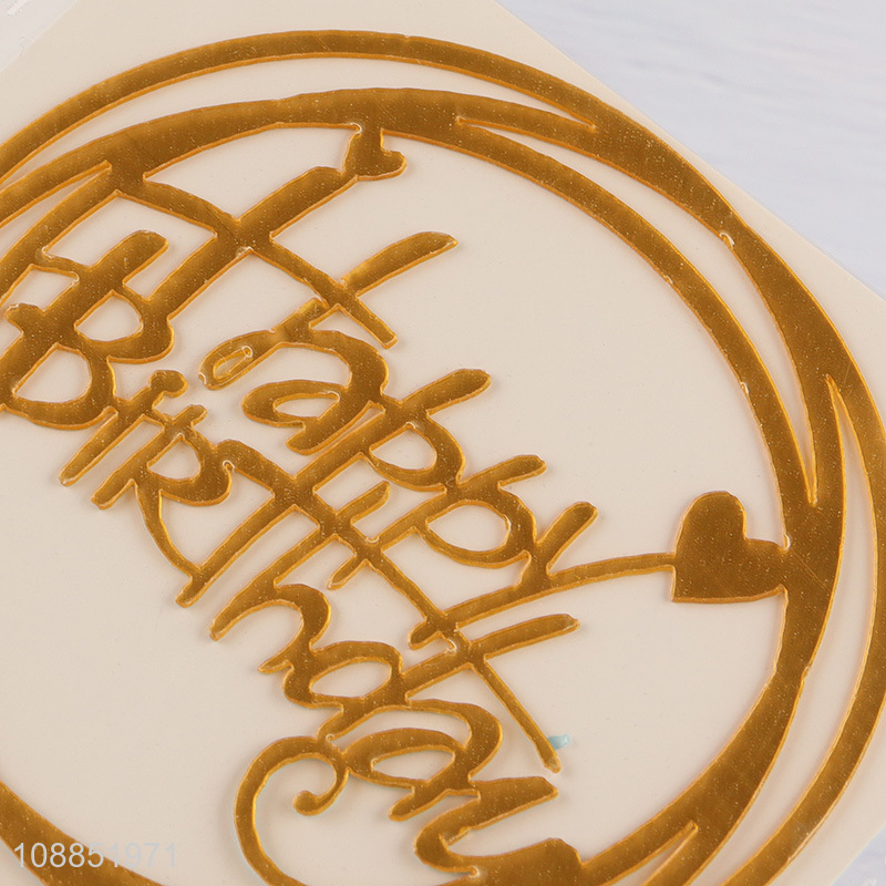 New product gold mirror acrylic happy birthday cake toppers cake picks