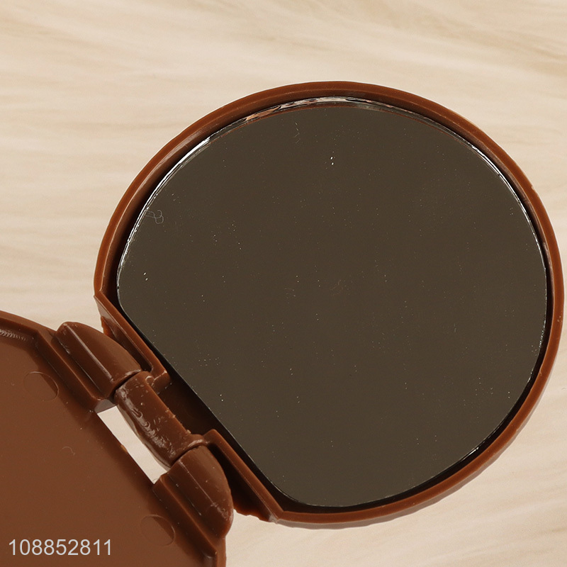 Wholesale chocolate cookie shape makeup mirror folding cosmetic mirror