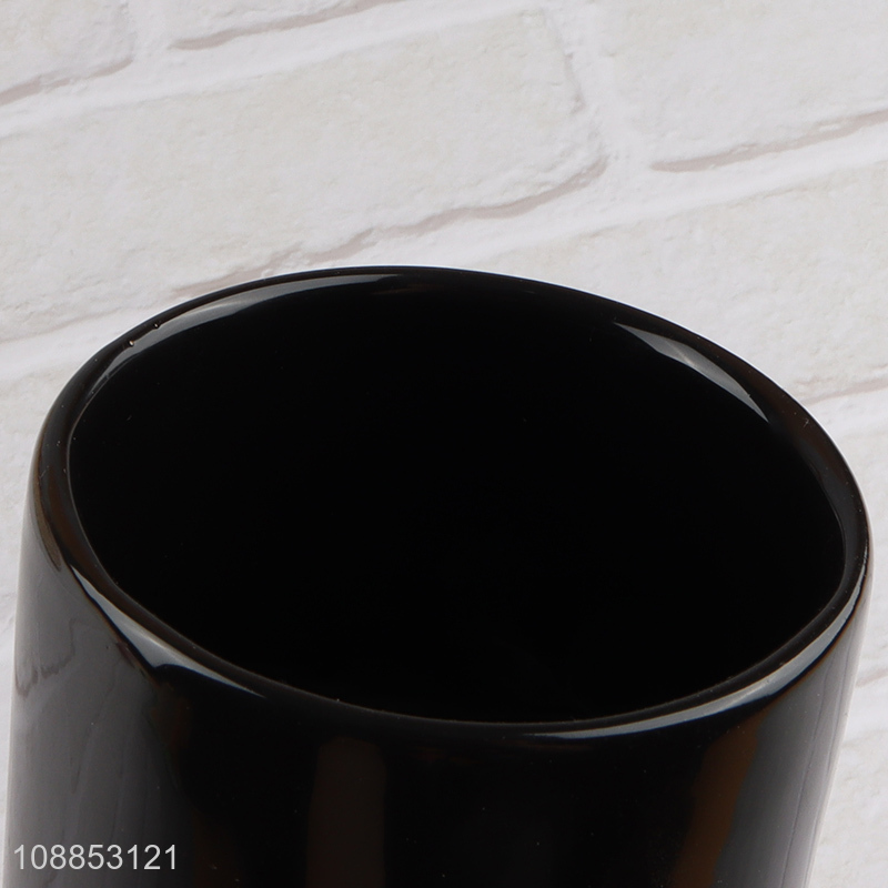 China factory ceramic black bathroom accessories mouthwash cup