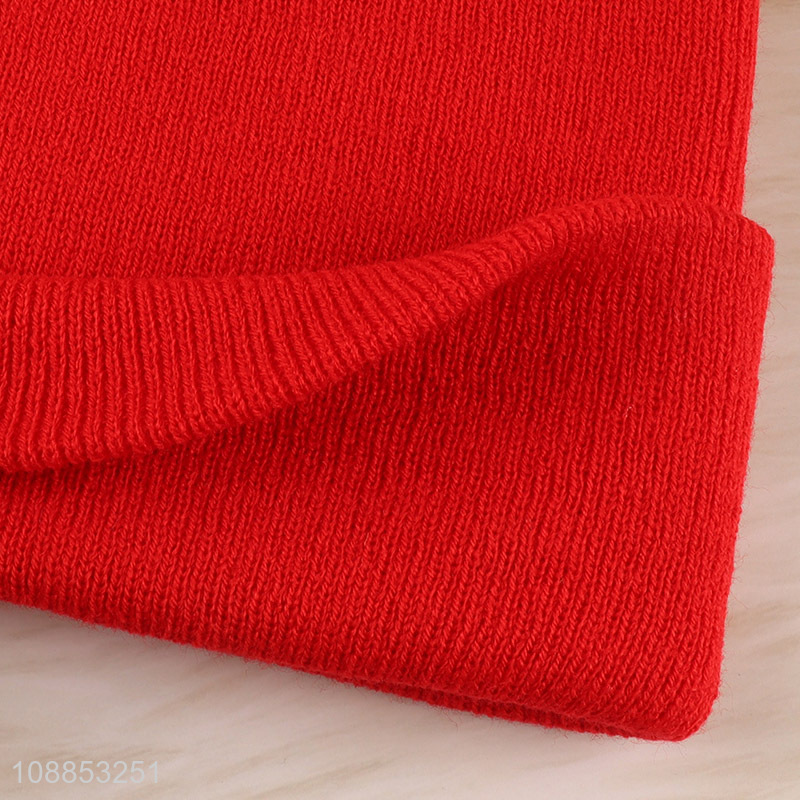 Top selling red fashionable knitted hat beanies hat wholesale