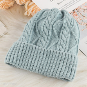Online wholesale women winter cap fleece lined beanie hat