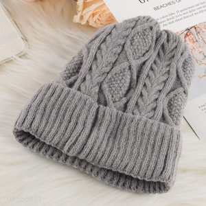 Good price winter fleece lined beanie cap for men women