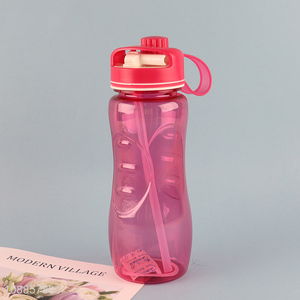Custom Logo 600ML Spill-proof Plastic Water Bottle with Flip Straw