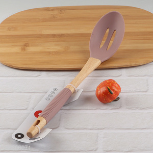 Good quality silicone nylon kitchen cooking ladle with wooden handle