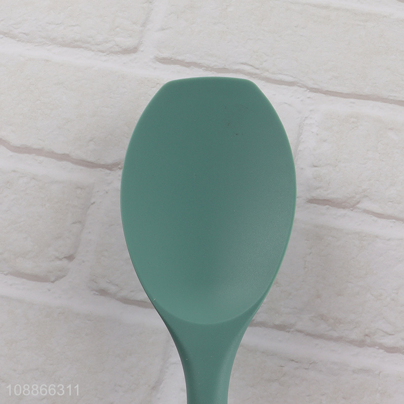 Online wholesale food grade silicone salad spoon with wooden handle