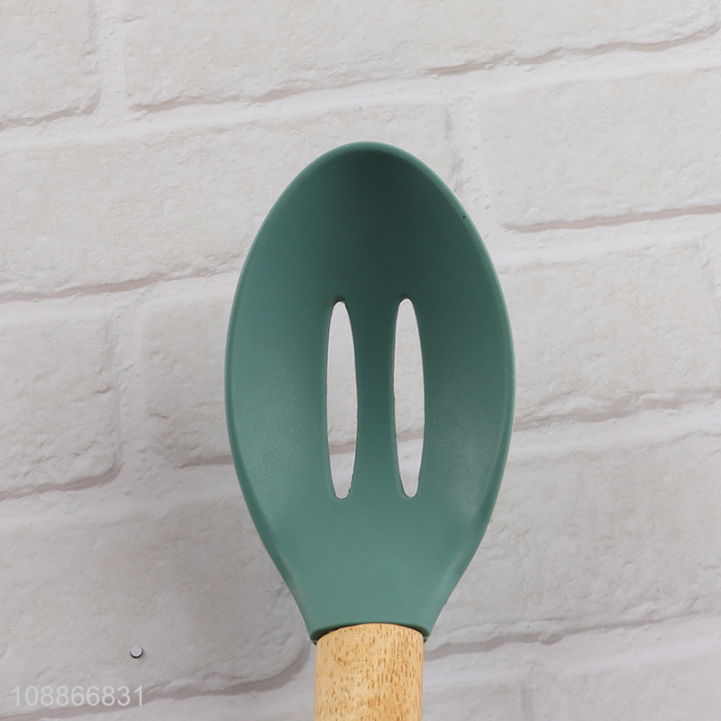 China imports durable silicone nylon slotted ladle with comfort grip handle