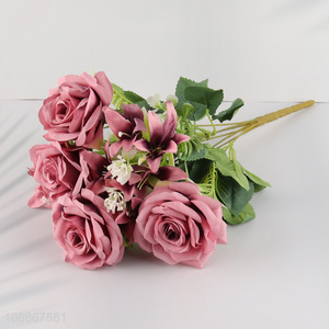 Yiwu market wedding bouquet flower artificial rose flower