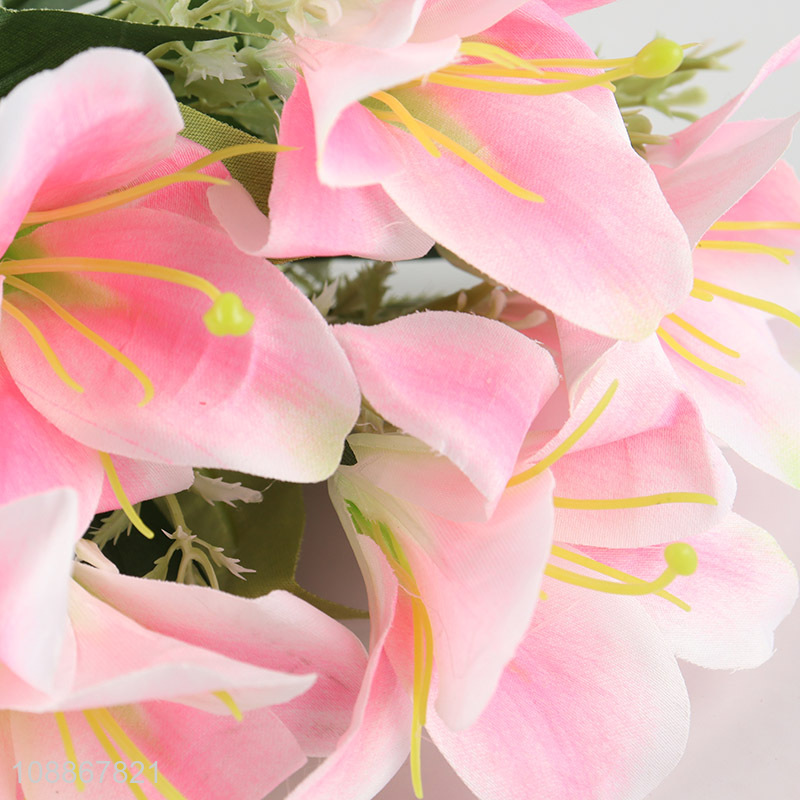 Top selling artificial flower lily flower bouquet for wedding decor