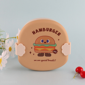 China supplier hamburger shape lunch box with spoon fork