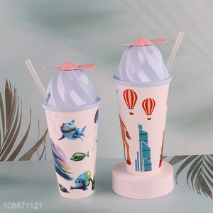 Best price cartoon plastic water cup straw drinking cup