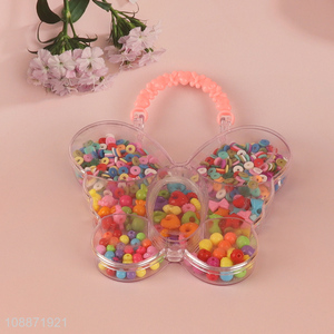 Wholesale pop beads diy jewelry bracelet making kit with butterfly shaped storage case