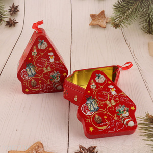 Hot items christmas tree shaped hanging tinplate <em>storage</em> <em>box</em>