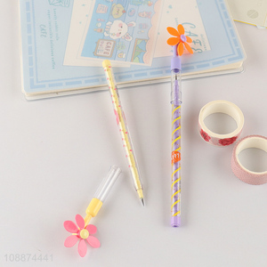 Low price 2pcs flower plastic bullet push pencil for writing tool