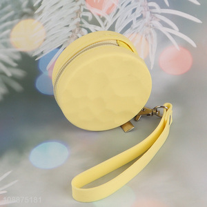 High quality round waterproof silicone coin pouch zippered change purse