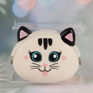 New arrival cartoon cat silicone coin bag zippered coin purse pouch