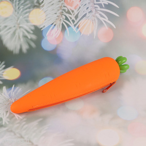 Wholesale carrot shaped silicone pencil case pencil pouch stationery bag