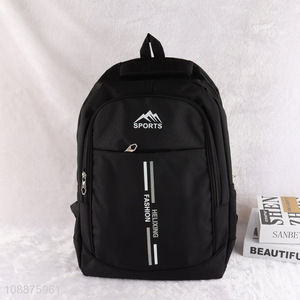 Top sale black polyester waterproof men casual sports backpack wholesale