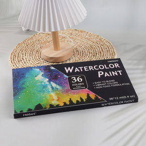 Wholesale 36 colors non-toxic watercolor paints with 3 brushes for painting