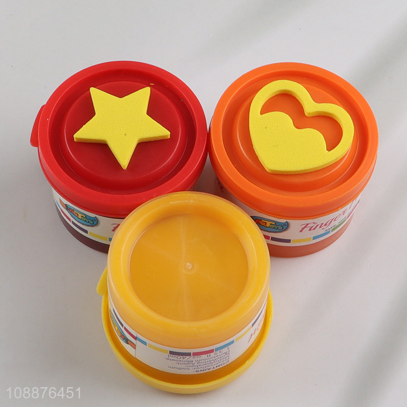 Wholesale 6 colors non-toxic washable finger paints with stamps for kids