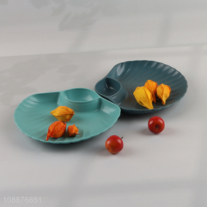 Online wholesale shell dumpling plate plastic sushi plate with dipping saucer