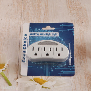 Wholesale Wall Outlet Extender with 1 Night Light & 3 Grounded Outlets