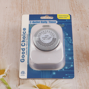 Factory Price 24 Hour Indoor Mechanical Timer with 2 Grounded Outlets