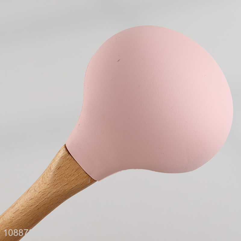 China products pink silicone soup ladle with long handle