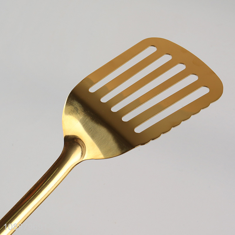 China supplier golden kitchen utensils cooking slotted spatula