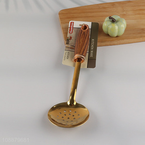 High quality golden kitchen utensils slotted ladle for kitchen utensils